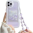 thumbnail image 1 of Compatible with iPhone 13 Pro Max Case with Cute Purple Flower Floral Pattern Design Aesthetic Women Teen Girls Flower Lens Protection Case for iPhone 13 Pro Max+Chain-Flower, 1 of 9
