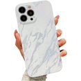thumbnail image 1 of Compatible with iPhone 13 Pro Max Case, Glitter Bling Silver Sand Powder Marble Pattern Hard Back Cover, Shockproof Lens Camera Protection Sparkly Phone Case for Women Girls - White, 1 of 12