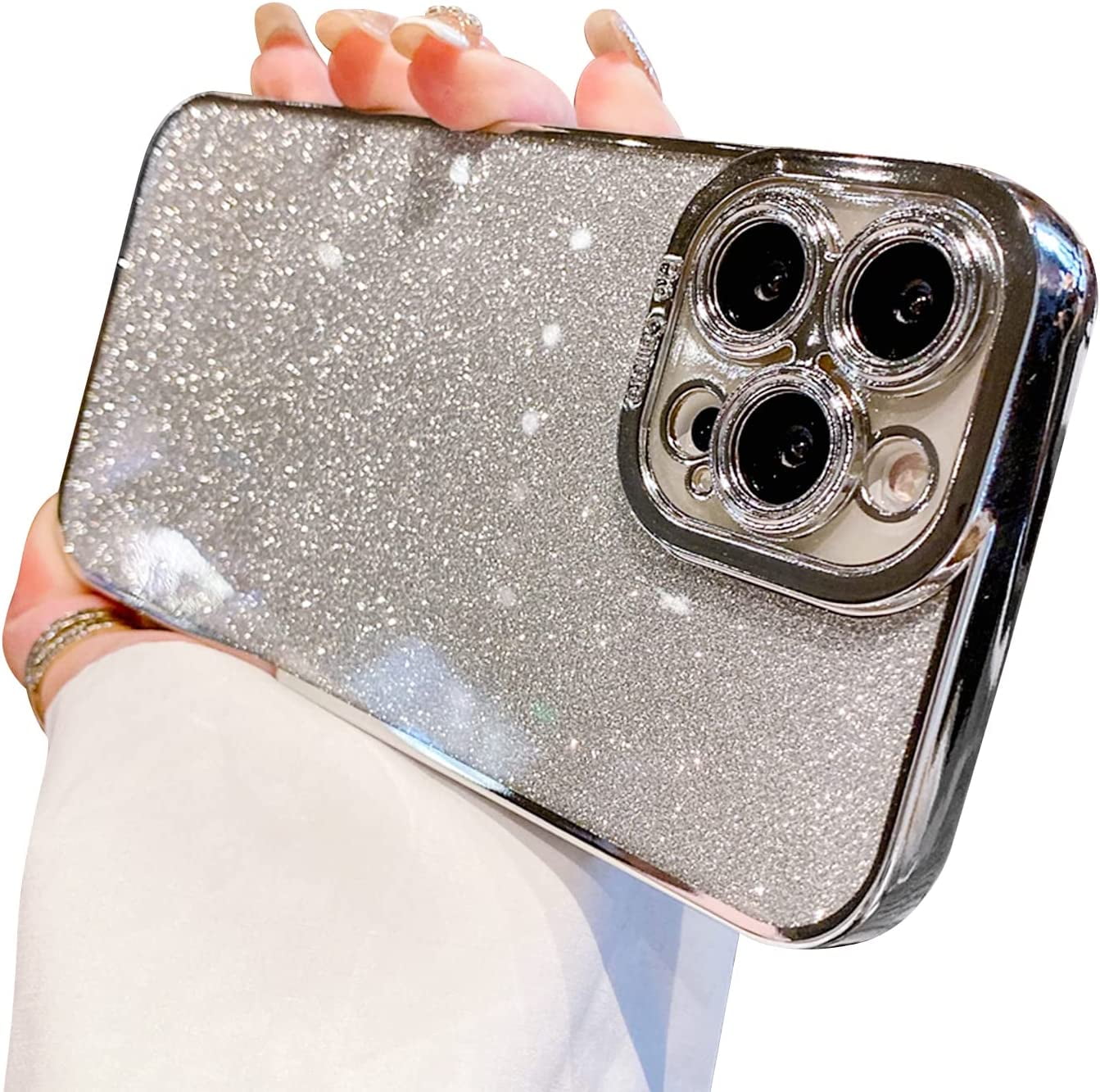 YINLAI Custodia Glitter Rosa Per IPhone 13 Pro Max (6.7'') - Morbida TPU Antiurto Con Protezione Fotocamera - Regalo Donna