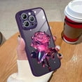 thumbnail image 1 of Compatible with iPhone 13 Pro Max Case, Glitter Sparkle Camera Lens Protector Flower Case for Women Girls, Shockproof Rose Floral Design Anti-Scratch Protective Case Cover 6.7 inch-Purple, 1 of 6