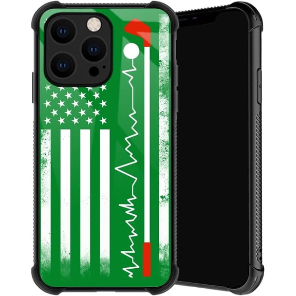 Compatible with iPhone 13 Pro Max Case, Golf American Flag Phone Cover for Men/Women, Soft TPU Anti-Skid Thread Frame Four Corner Anti-Collision Protection Case Compatible with iPhone 13 Pro Max