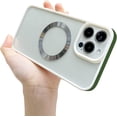 thumbnail image 1 of Compatible with iPhone 13 Pro Max Case,Hard PC Soft Matte Silicone Bumper Clear Magnetic MagSafe Wireless Charging Slim Case,Anti-Scratch Shockproof Back for iPhone 13 Pro Max(Green), 1 of 13