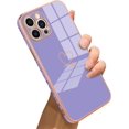 thumbnail image 1 of Compatible with iPhone 13 Pro Max Case Heart Plating Electroplate Luxury Elegant Case Camera Protector Soft TPU Shockproof Protective Back Cover Designed for iPhone 13 Pro Max Case -Purple, 1 of 11