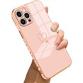 thumbnail image 1 of Compatible with iPhone 13 Pro Max Case Heart Plating Electroplate Luxury Elegant Case Camera Protector Soft TPU Shockproof Protective Back Cover Designed for iPhone 13 Pro Max Case -Pink, 1 of 11