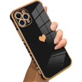 thumbnail image 1 of Compatible with iPhone 13 Pro Max Case Love Heart Plating Electroplate Luxury Elegant Case Camera Protector Soft TPU Shockproof Protective Corner Back Cover iPhone 13 Pro Max Case -Black, 1 of 10