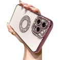 thumbnail image 1 of Compatible for iPhone 13 Pro Max Case with Luxury Clear Plating Logo View Glitter Cute Diamond Sparkly Design Aesthetic Women Teen Girls Phone Cases Bling Camera Protective Cover-Rose Gold, 1 of 11