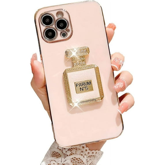 Compatible with iPhone 13 Pro Max Case,Perfume Bottles Ring Holder Stand Kickstand Glitter Sparkle Design Women Girls Slim Protective Phone Case Soft Bumper Cover for iPhone 13 Pro Max 6.7"