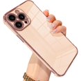 thumbnail image 1 of Compatible with iPhone 13 Pro Max Case Plating Stylish Design Soft TPU Scratch-Proof Shock Absorption Resistant Anti-Cushion Full Body Protective Wireless Slim Cover for Women Girls-Pink, 1 of 11