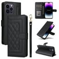 thumbnail image 1 of Compatible with iPhone 13 Pro Max Case, Premium Leather iPhone 13 Pro Max Wallet Book Case Magnetic Flip RFID Blocking Credit Card Holder Kickstand with Wrist Strap Shock Absorbing Case, Black, 1 of 10