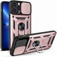 thumbnail image 1 of Compatible with iPhone 13 Pro Max Case with Sliding Camera Lens Cover and Ring Kickstand Heavy Duty Military Grade Protection Phone Shockproof Back Cover for iPhone 13 Pro Max, Rosegold, 1 of 7