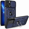 thumbnail image 1 of Compatible with iPhone 13 Pro Max Case with Sliding Camera Lens Cover and Ring Kickstand Heavy Duty Military Grade Protection Phone Shockproof Back Cover for iPhone 13 Pro Max, Blue, 1 of 7
