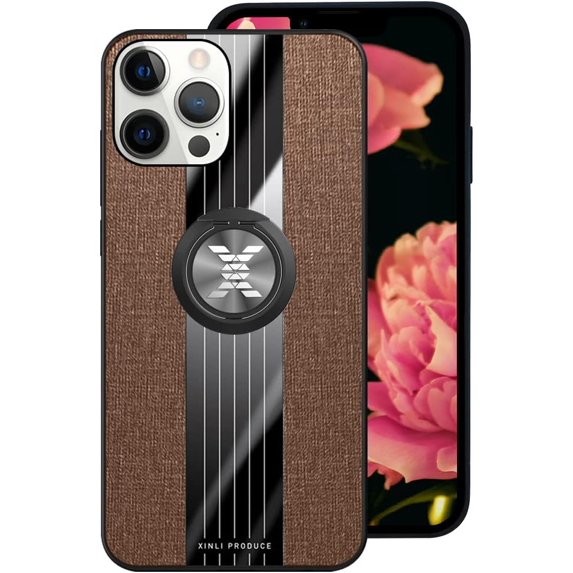 Compatible with iPhone 13 Pro Max Case Soft TPU Shockproof Case with 360 Degree Rotation Ring Kickstand (Work with Magnetic Car Mount) Slim Protective Cover, Brown
