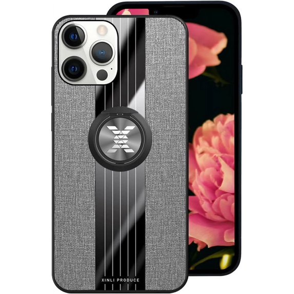 Compatible with iPhone 13 Pro Max Case Soft TPU Shockproof Case with 360 Degree Rotation Ring Kickstand (Work with Magnetic Car Mount) Slim Protective Cover, Gray