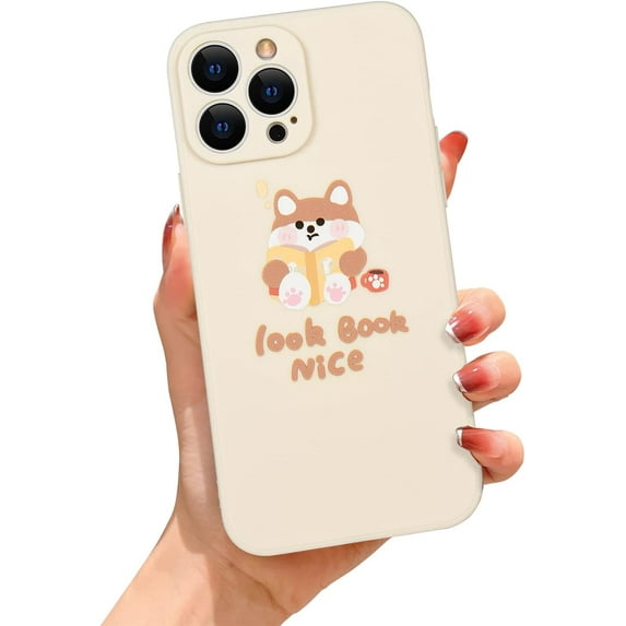 Compatible with iPhone 13 Pro Max Case Thin for Women Girls,Cute Reading Dog Pattern with Soft Flexible TPU Case Slim Anti-Scratch Shockproof Smooth Back Case for iPhone 13 Pro Max-White
