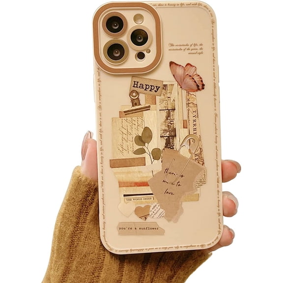 Compatible with iPhone 13 Pro Max Case Thin for Women Girls,Retro Butterfly Pattern with Soft Flexible TPU Case Slim Anti-Scratch Shockproof Cute Smooth Back Case for iPhone 13 Pro Max