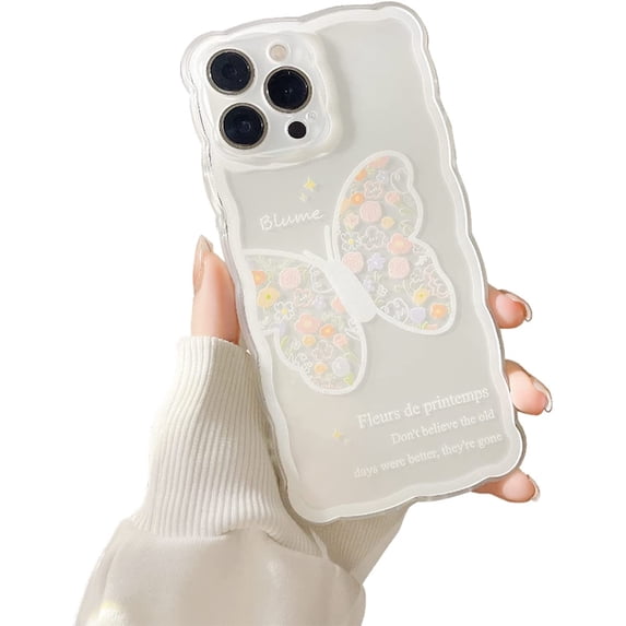 Compatible with iPhone 13 Pro Max Case Thin for Women Girls,Soft Flexible TPU Clear Flower Butterfly Case Slim Anti-Scratch Shockproof Cute Floral Butterfly Case Cover for iPhone 13 Pro Max