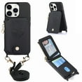 thumbnail image 1 of Compatible with iPhone 13 Pro Max Case Wallet, with Credit Card Holder Zipper Pocket Crossbody Strap Heart Pattern PU Leather Magnetic Clasp Kickstand Heavy Duty Protective Flip Cover, Black, 1 of 12