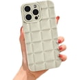 thumbnail image 1 of Compatible with iPhone 13 Pro Max Case for Women Girls,Cute 3D Lafle Plaid Cube Weave Pattern Raised Bumper Corners Case for iPhone 13 Pro Max Soft Matte Silicone Shockproof Case-Elegant White, 1 of 12