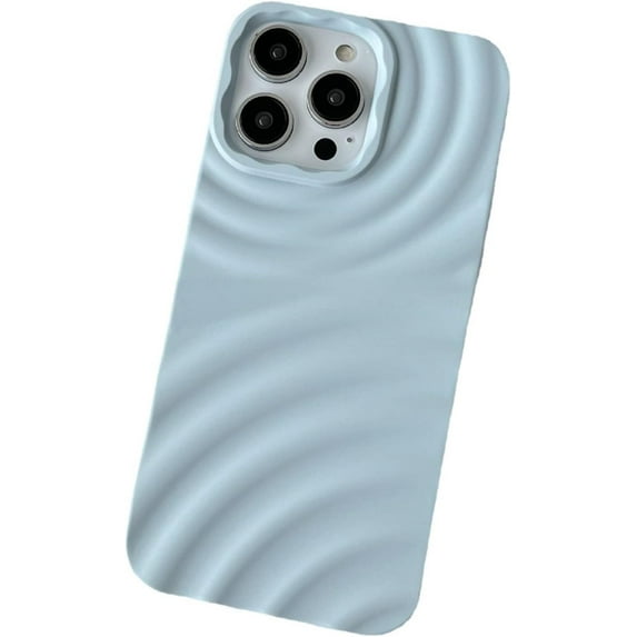 Compatible with iPhone 13 Pro Max Case for Women/Girls, Cute Minimalist Premium Frosted Solid Color Water Ripple Wave Anti-Scratch Shockproof Case for iPhone 13 Pro Max, Blue