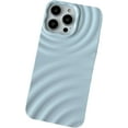thumbnail image 1 of Compatible with iPhone 13 Pro Max Case for Women/Girls, Cute Minimalist Premium Frosted Solid Color Water Ripple Wave Anti-Scratch Shockproof Case for iPhone 13 Pro Max, Blue, 1 of 4