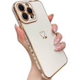 thumbnail image 1 of Compatible with iPhone 13 Pro Max Case for Women, Luxury Plating Edge Bumper with Full Camera Lens Protection Soft TPU Shockproof Case Cover for iPhone 13 Pro Max 6.7 inch, White, 1 of 10