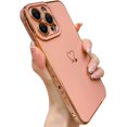 thumbnail image 1 of Compatible with iPhone 13 Pro Max Case for Women, Luxury Plating Edge Bumper with Full Camera Lens Protection Soft TPU Shockproof Case Cover for iPhone 13 Pro Max 6.7 inch, Pink, 1 of 7