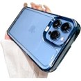 thumbnail image 1 of Compatible for iPhone 13 Pro Max Clear Case,Crystal Transparent Cover Shockproof Protective Bumper Shell with Plating Edge for Women Girly,Blue,6.7 Inch, 1 of 9