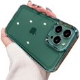 thumbnail image 1 of Compatible for iPhone 13 Pro Max Clear Case,Crystal Transparent Cover Shockproof Protective Bumper Shell with Plating Edge for Women Girly,Dark Green,6.7 Inch, 1 of 9