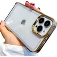 thumbnail image 1 of Compatible for iPhone 13 Pro Max Clear Case,Crystal Transparent Cover Shockproof Protective Bumper Shell with Plating Edge for Women Girly,Gold,6.7 Inch, 1 of 9