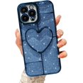 thumbnail image 1 of Compatible with iPhone 13 Pro Max Clear Glitter Case-6.7 Inch, Cute 3D Design Love Heart Pattern Plating Bling Case for Women Girls Soft TPU Shockproof Camera Protective Back Cover-Blue, 1 of 9