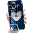 thumbnail image 1 of Compatible with iPhone 13 Pro Max Clear Glitter Case 6.7 Inch, Cute 3D Design Love Heart Pattern Plating Bling Case for Women Girls Soft TPU Shockproof Camera Protective Back Cover-Blue, 1 of 7