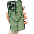 thumbnail image 1 of Compatible with iPhone 13 Pro Max Clear Glitter Case-6.7 Inch, Cute 3D Design Love Heart Pattern Plating Bling Case for Women Girls Soft TPU Shockproof Camera Protective Back Cover-Green, 1 of 6