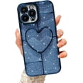 thumbnail image 1 of Compatible with iPhone 13 Pro Max Clear Glitter Case-6.7 Inch, Cute 3D Design Love Heart Pattern Plating Bling Case for Women Girls Soft TPU Shockproof Camera Protective Back Cover-Blue, 1 of 9