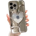 thumbnail image 1 of Compatible with iPhone 13 Pro Max Clear Glitter Case 6.7 Inch, Cute 3D Design Love Heart Pattern Plating Bling Case for Women Girls Soft TPU Shockproof Camera Protective Back Cover-Silver, 1 of 10