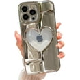 thumbnail image 1 of Compatible with iPhone 13 Pro Max Clear Glitter Case 6.7 Inch, Cute 3D Design Love Heart Pattern Plating Bling Case for Women Girls Soft TPU Shockproof Camera Protective Back Cover-Gold, 1 of 11