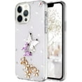 thumbnail image 1 of Compatible with iPhone 13 Pro Max Diamond Case 3D Butterfly Flower Glitter Sparkle Bling Luxury Shiny Crystal Rhinestone Clear Shockproof Protective Cover for Girls and Women, 1 of 12