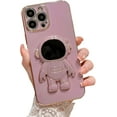 thumbnail image 1 of Compatible with iPhone 13 Pro Max Electroplated Case Women Girls Plating Astronaut Kickstand Camera Lens Protection Soft Silicone Case for iPhone 13 Pro Max 5g 6.7 inch (Purple), 1 of 11