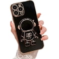 thumbnail image 1 of Compatible with iPhone 13 Pro Max Electroplated Case Women Girls Plating Astronaut Kickstand Camera Lens Protection Soft Silicone Case for iPhone 13 Pro Max 5g 6.7 inch (Black), 1 of 11