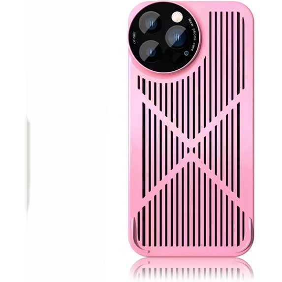 Compatible with iPhone 13 Pro Max Frameless Case Bumper Ultra Thin Hollow Cooling Heat Dissipation Lens Protector Cover Protective Shockproof for Women Man Pink