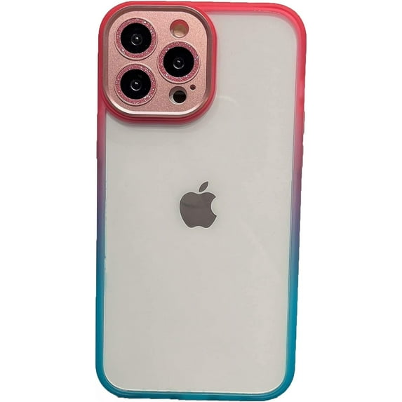 Compatible with iPhone 13 Pro Max Gradient Case Colorful Bling Clear Glitter Sparkle Camera Protection Soft TPU Glossy Luxury Shockproof Protective Cover for Girls and Women