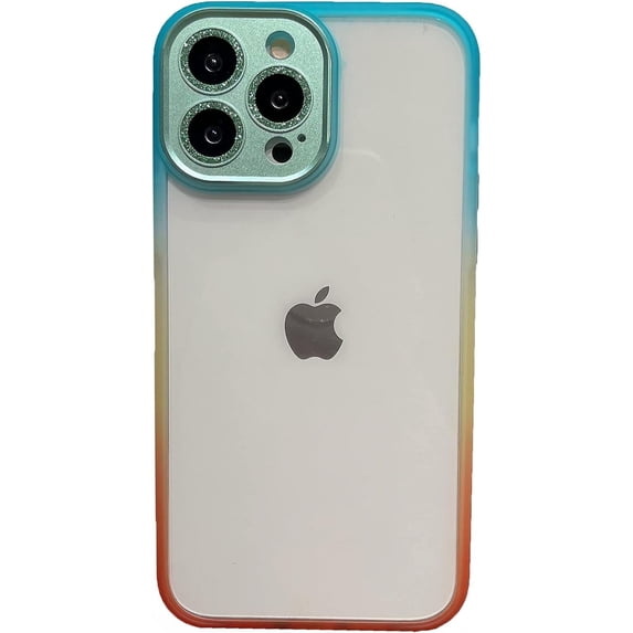 Compatible with iPhone 13 Pro Max Gradient Case Colorful Bling Clear Glitter Sparkle Camera Protection Soft TPU Glossy Luxury Shockproof Protective Cover for Girls and Women