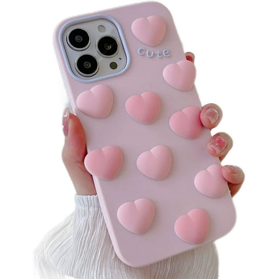Compatible with iPhone 13 Pro Max Heart Case Cute 3D Love Heart Design Fashion Slim Soft Shockproof Protection for iPhone 13 Pro Max (6.7 inch) Women Girls