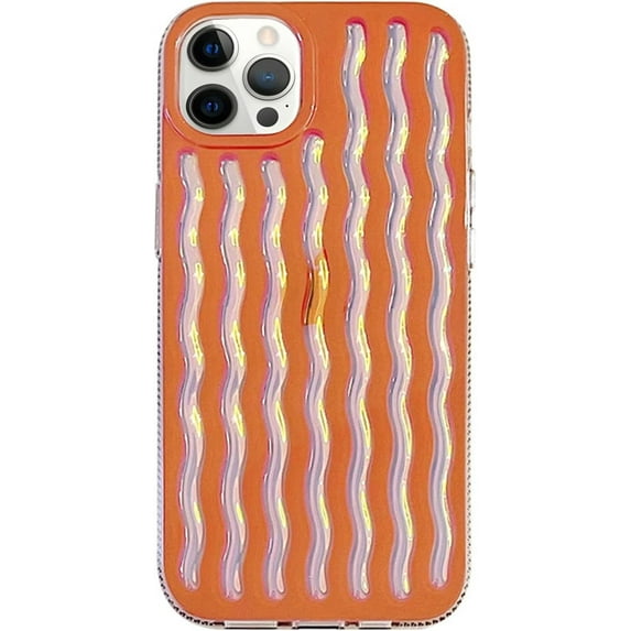 Compatible with iPhone 13 Pro Max Laser Case Cute Glitter Holographic 3D Wave Colorful Bling Sparkle Luxury Soft Shockproof Protective Cover for Girls and Women