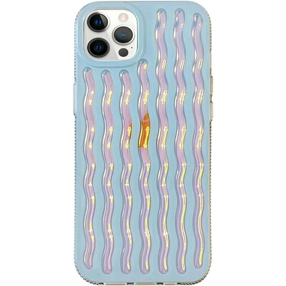 Compatible with iPhone 13 Pro Max Laser Case Cute Glitter Holographic 3D Wave Colorful Bling Sparkle Luxury Soft Shockproof Protective Cover for Girls and Women