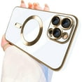 thumbnail image 1 of Compatible with iPhone 13 Pro Max Light Luxury Case for Women Girls,Soft TPU MagSafe Plating Electroplated Bling Case Slim Anti-Scratch Shockproof Protection Case for iPhone 13 Pro Max-White, 1 of 13