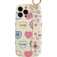 thumbnail image 1 of Compatible with iPhone 13 Pro Max Love Heart Oval Case with Adjustable Wrist Strap Kickstand Holder Hand Strap Glossy Protection Fashion Shockproof Case for Girls Women, 1 of 14