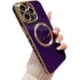 thumbnail image 1 of Compatible with iPhone 13 Pro Max Magnetic Case 6.7 Inch, Cute Love Heart Pattern Plating Case, Compatible with MagSafe for Women Girls Shockproof Back Cover-Purple, 1 of 6