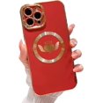thumbnail image 1 of Compatible with iPhone 13 Pro Max Magnetic Case 6.7 Inch,with Wings, Heart,Angel Pattern Luxury Plating Phone Case for Women Girls with Camera Lens Protector Back Cover-Red, 1 of 11