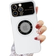 thumbnail image 1 of Compatible with iPhone 13 Pro Max Magnetic Case,Cute Metal Effect Phone Case Compatible with MagSafe for Women Girls Men Window Camera Protector Back Cover for iPhone 13 Pro Max 6.7'' White, 1 of 12