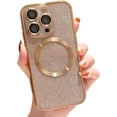 thumbnail image 1 of Compatible with iPhone 13 Pro Max Magnetic Case Glitter,Compatible with MagSafe,Camera Protector Luxury Plating Cute Bling Shiny Clear Case for Iphone13promax for Women Girls Cover (Gold), 1 of 7